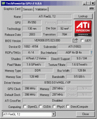 ATI FireGL T2-128 GPUZ