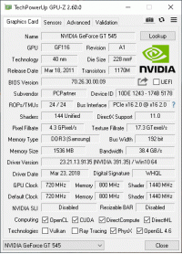 GeForce GT 545 GPU-Z