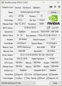 GeForce GT 630 GPU-Z